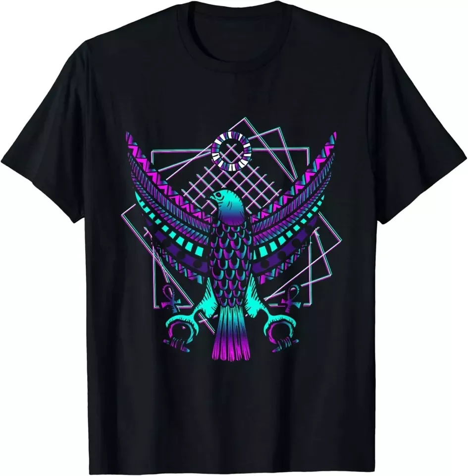 Ancient Egyptian Horus Falcon With Vaporwave and Retrowave  Design Best Quality.