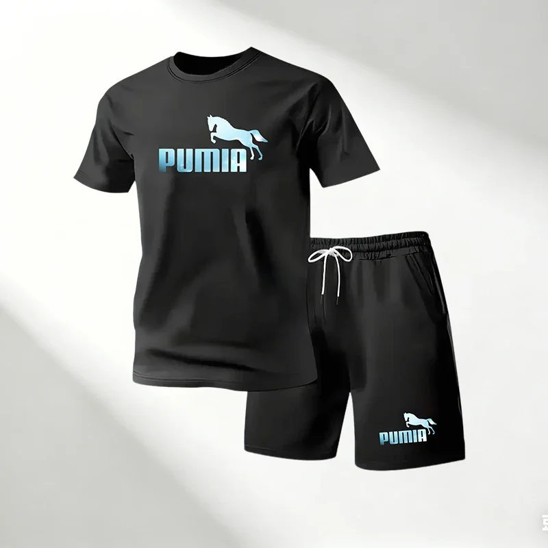 2026Fashion Summer Men's Set Short Sleeve&Shorts Round Neck Sportswear Casual 2-piece Set Training&Exercise Sets Breathable Wear