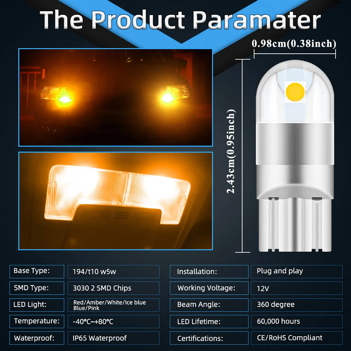 10 個 t10 ライト w5w LED エラーなし 5w5 LED canbus クリアランスライト周囲光車デイタイムランニングライトナンバープレートランプ