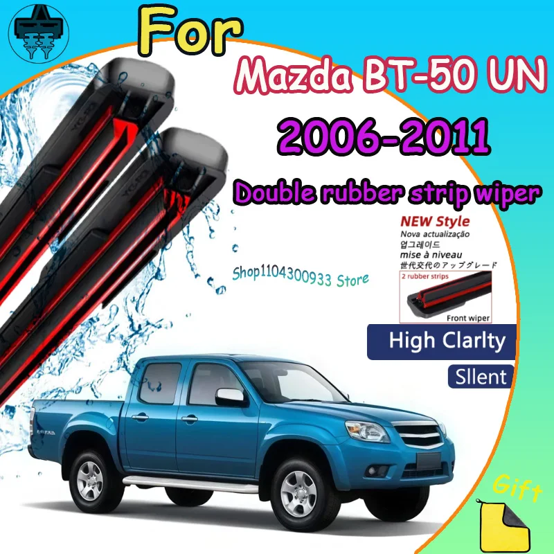 

Front Windshield Wiper Blades Perfect Fit Set For Mazda BT-50 UN 2006-2011 Driver Passenger All-Weather Easy Installation