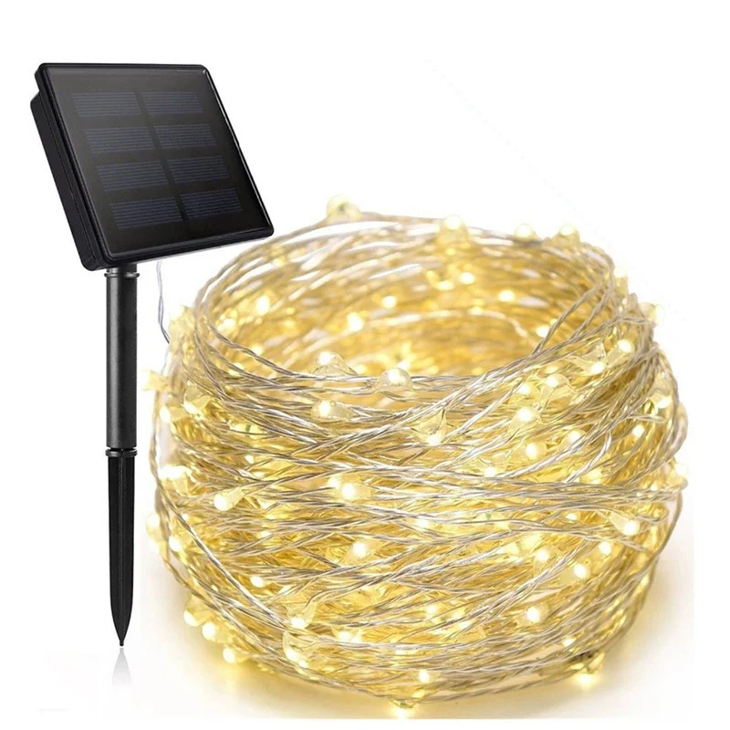 

Solar Fairy Lights Outdoor Waterproof Solar String Lights 8 Modes Christmas Copper Wire Lights for Patio Wedding Decoration
