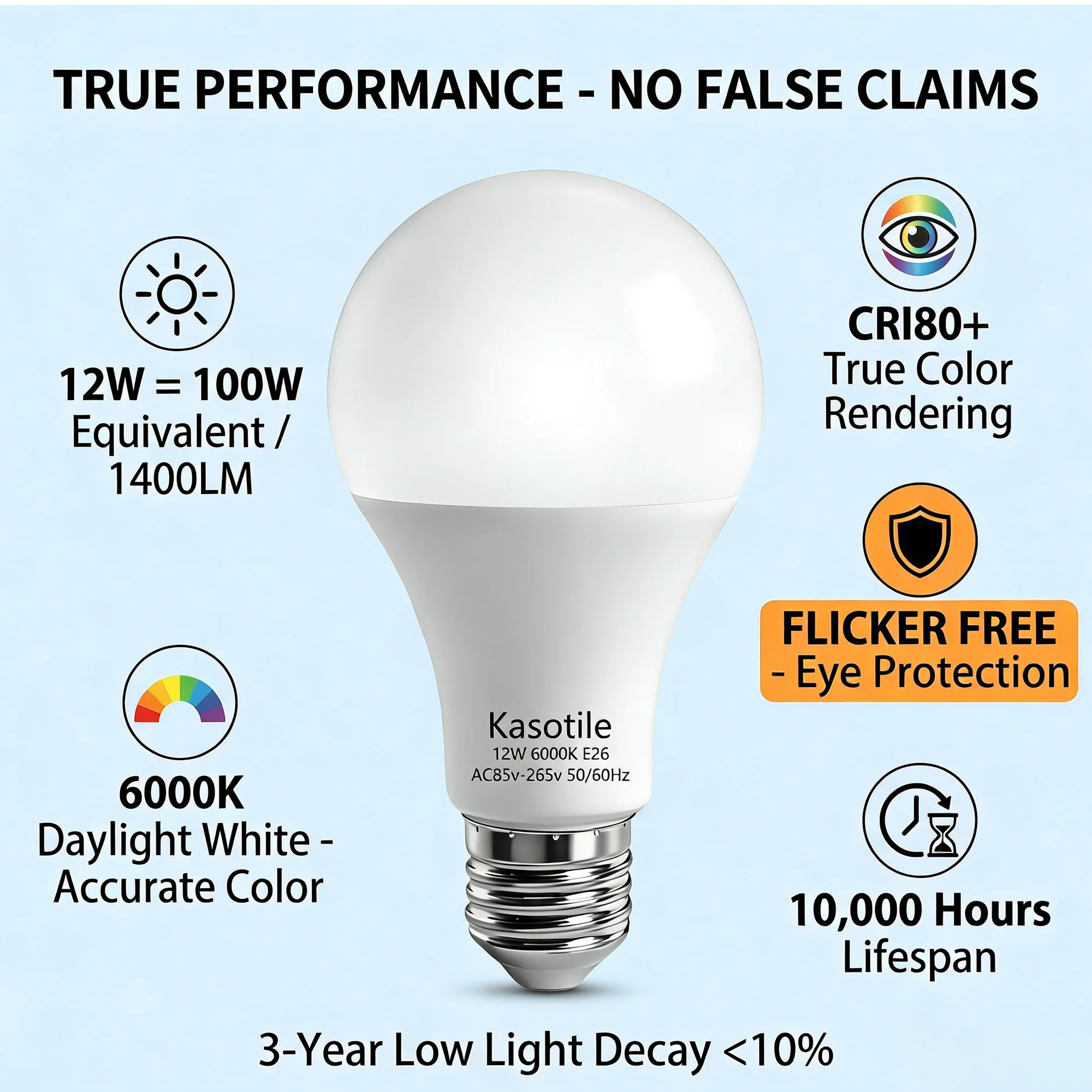 Kasotile 3W 6W 9W 12W 15W 18W LED Bulb E27 AC 220V LED Lamp Saving Cold Warm White for Bedroom Living Room Stairs