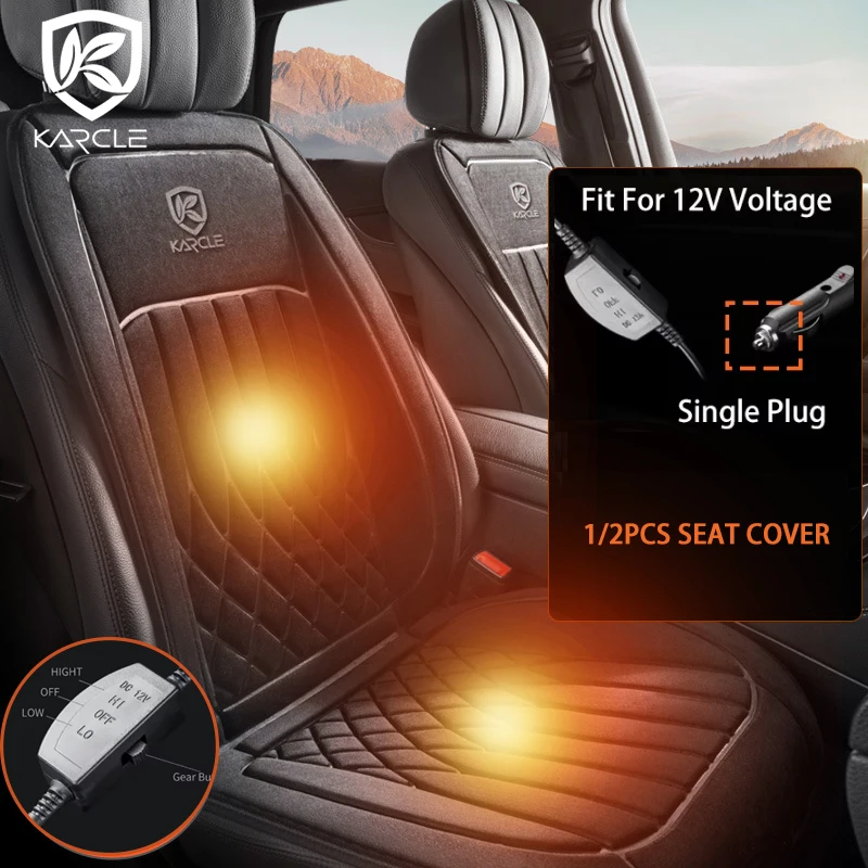 Winter Heated Car Seat Cover 12V Auto Warmer Flannel Car Seat Cushion Lengthen Universal Car Seat Protector Cloak Cover Pads Set