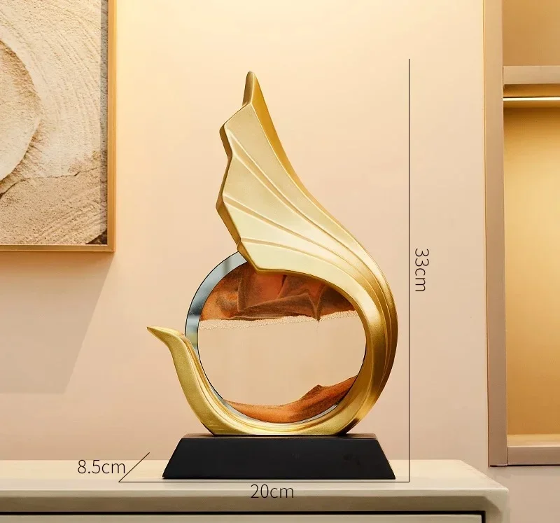 Home Decoration Creative Wave Sculpture Flowing Sand Art Image Decoration Lighting Luxury Living Room Hotel Entrance Accessories