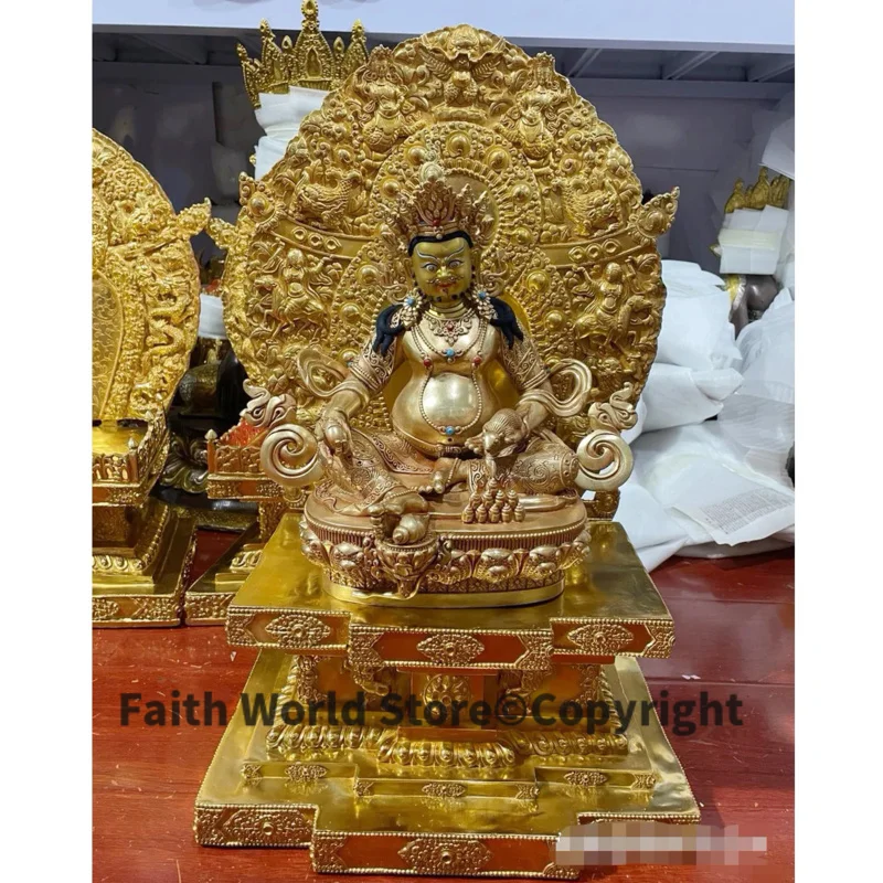 2025 large brass Buddha statue setting platform 30cm Jambhala Yellow God of wealth Buddha statue bring in wealth treasure money