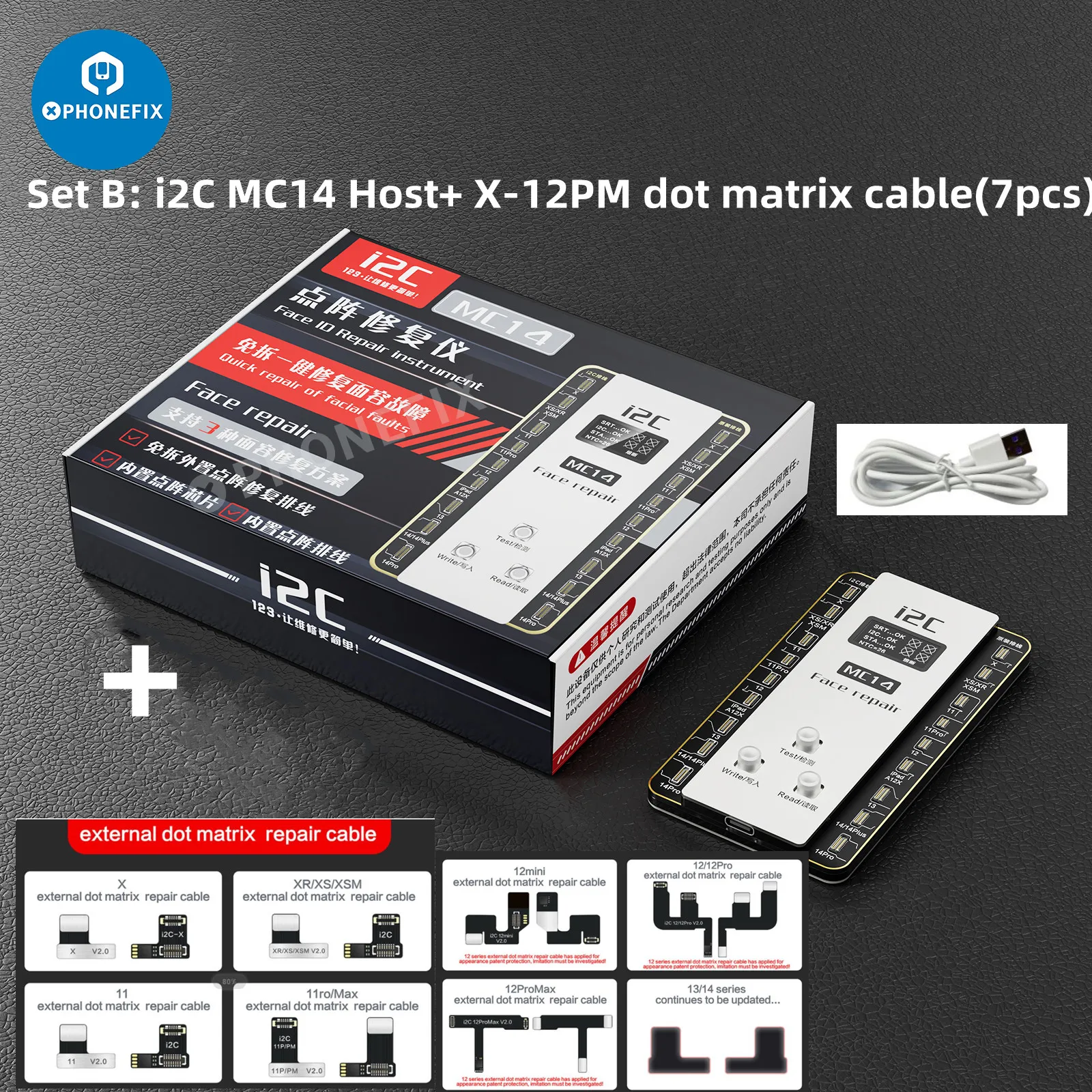 I2C MC14 No Soldering Dot Matrix Cable For iPhone X XR XS 11 12 13 14 Pro Max Fixing Face ID Not Working DOT-Projector Issues