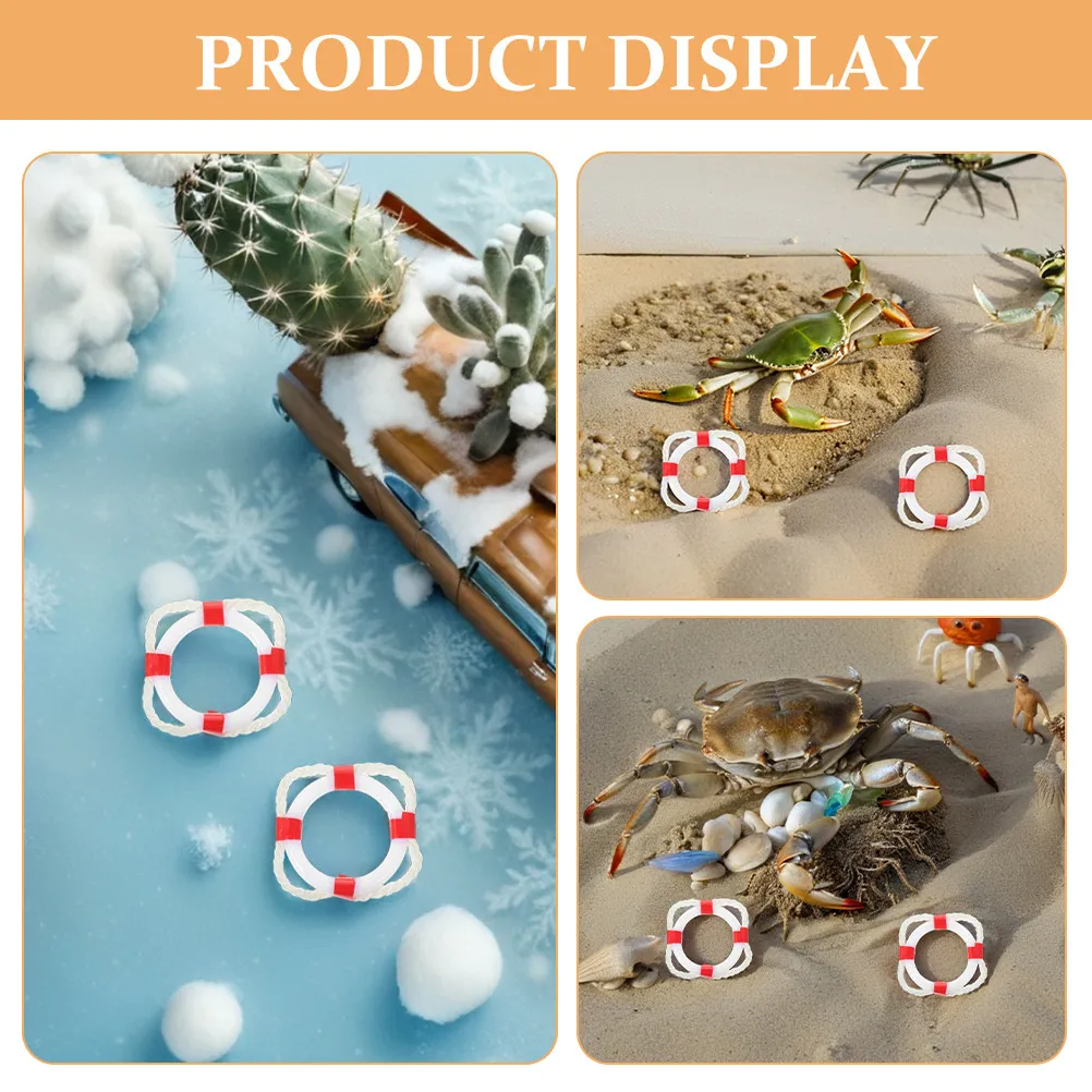 12Pcs Mini Lifebuoy Mediterranean Style Swim Ring Set DIY Beach Decor Nautical Accessories Pool Ornament