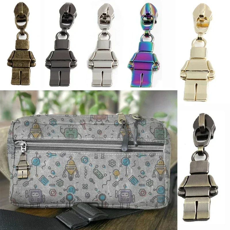 5PCS 56mm 6 colors robot cosmetic bag pull tab slider fashion mechanical clothes pillow mobile phone case minifigure pull tab