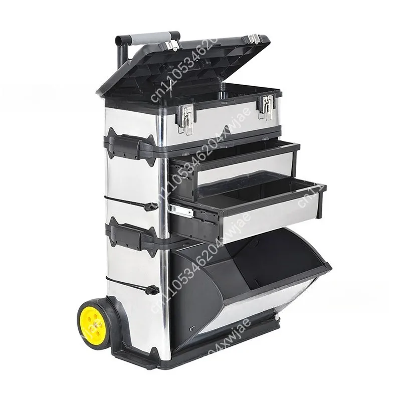 Customizable Pull Rod Tool Box with Drawers Handheld Trolley Storage Case Portable Organizer for Hardware Tools