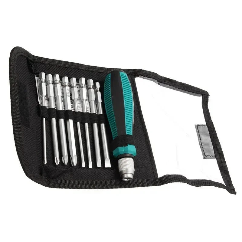 9Pcs Precision Screwdriver SetMini Screwdrivers Repair Kit Bag 8 Insert Bits+1Pc Rubber Handle Tool Assorted Screwdriver Set
