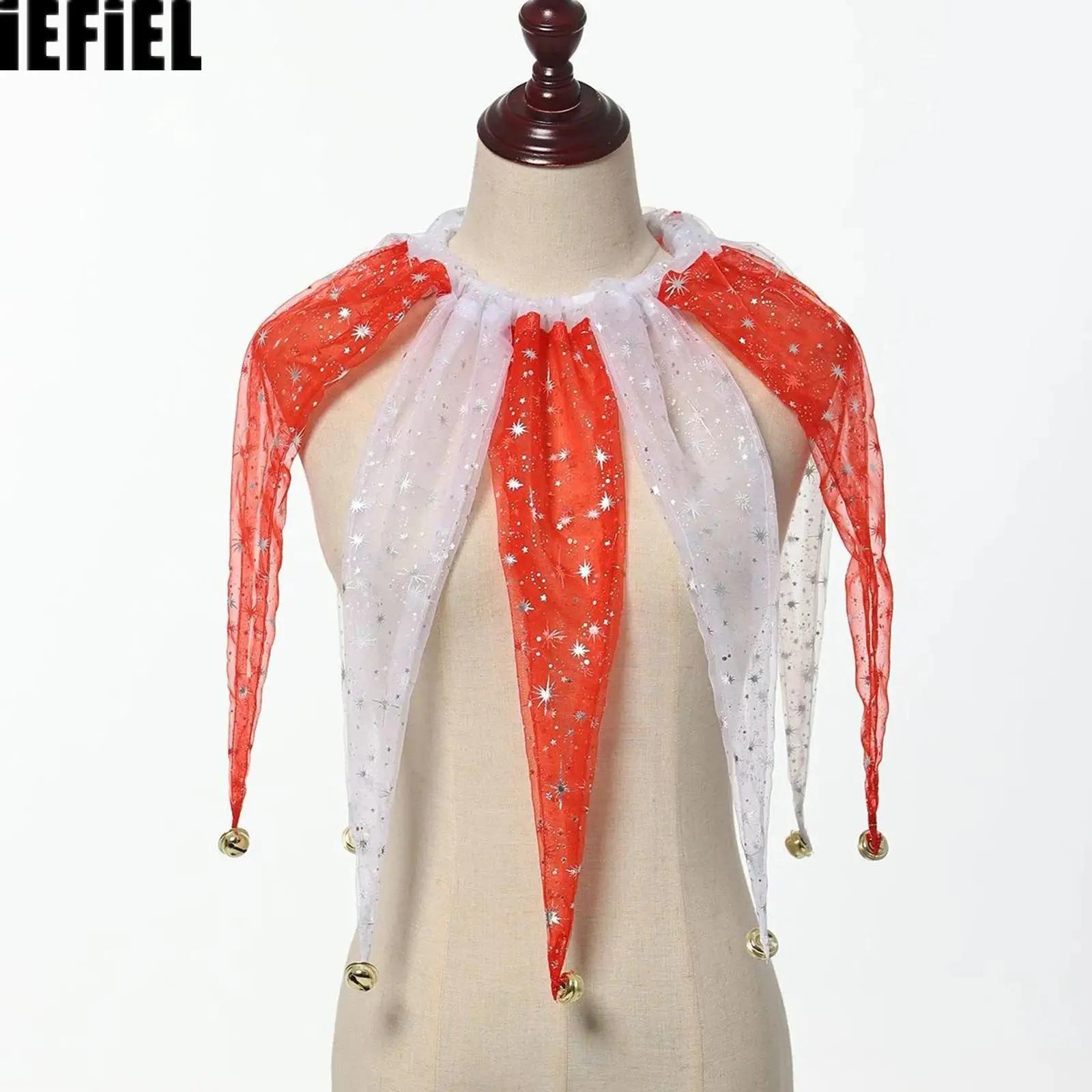 

Pointed Clown Collar Decor Jester Neck Accessories Collar with Jingle Bell Costumes for Christmas Party