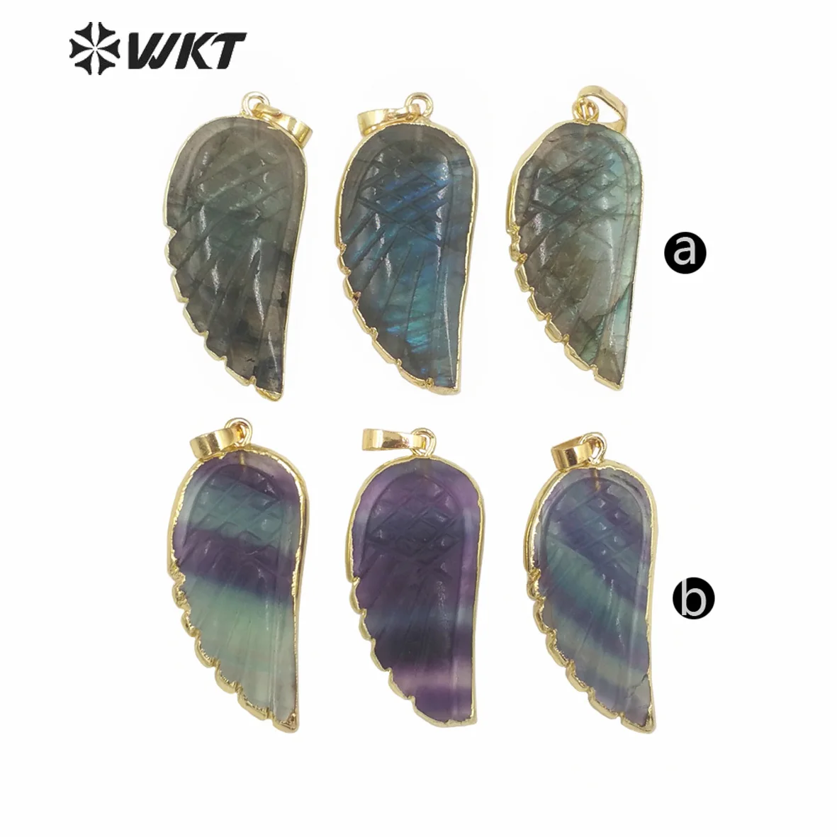 

WT-P1936 Изысканный кулон с дизайном в виде перьев из радужного флюорита и лабрадорита для цепочек и ожерелий, оптовые аксессуары