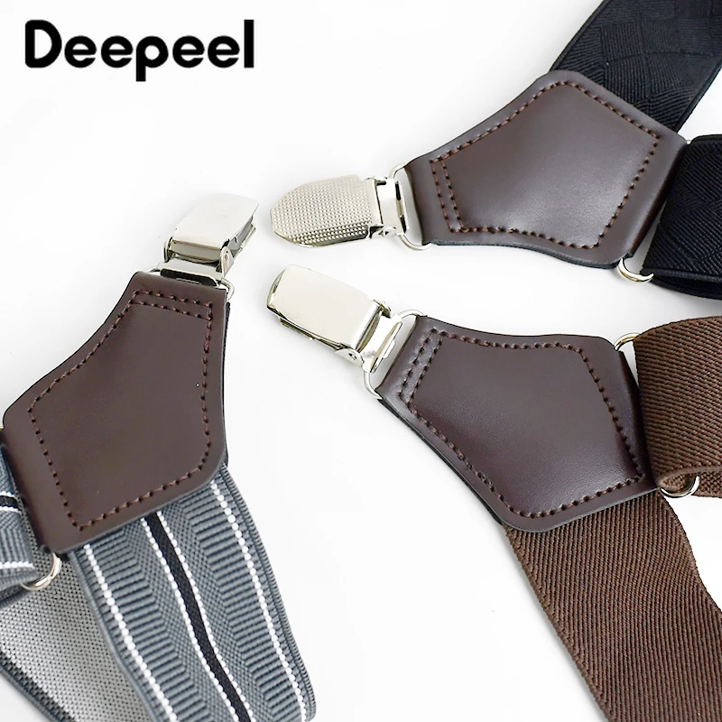 1pc deepeel 3.5*120cm suspensórios masculinos adulto 2 clipes elástico x-tipo cinta moda negócios suspender masculino jockstrap cintas largas