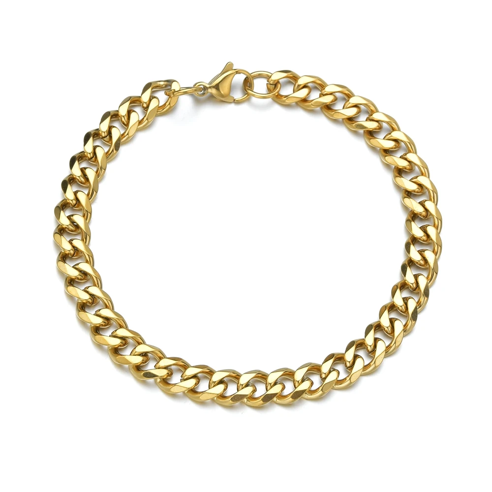 New Trendy Cuban Chain Men Bracelet Classic Stainless Steel 3/5/7/9mm Width Chain Bracelet For Men Women Jewelry Gift