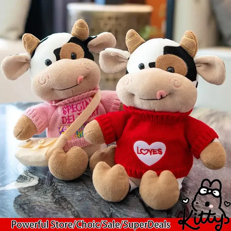 

New 30cm Soft Cute Cow Plush Toy Soothing Stuffed Doll Hug Pillow Sofa Cushion Desktop Ornament Room Decoration Surprise Gifts