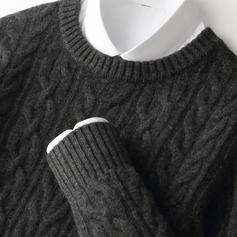High Quality Men Warm Sweater Wool Gray Sweater Autumn Winter