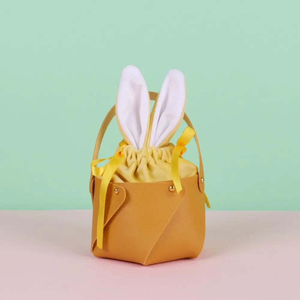 Creative Leather Easter Bunny Bags Rabbit Soild Color Candy Bags Bunny Ears Gift Packing Bag Wedding