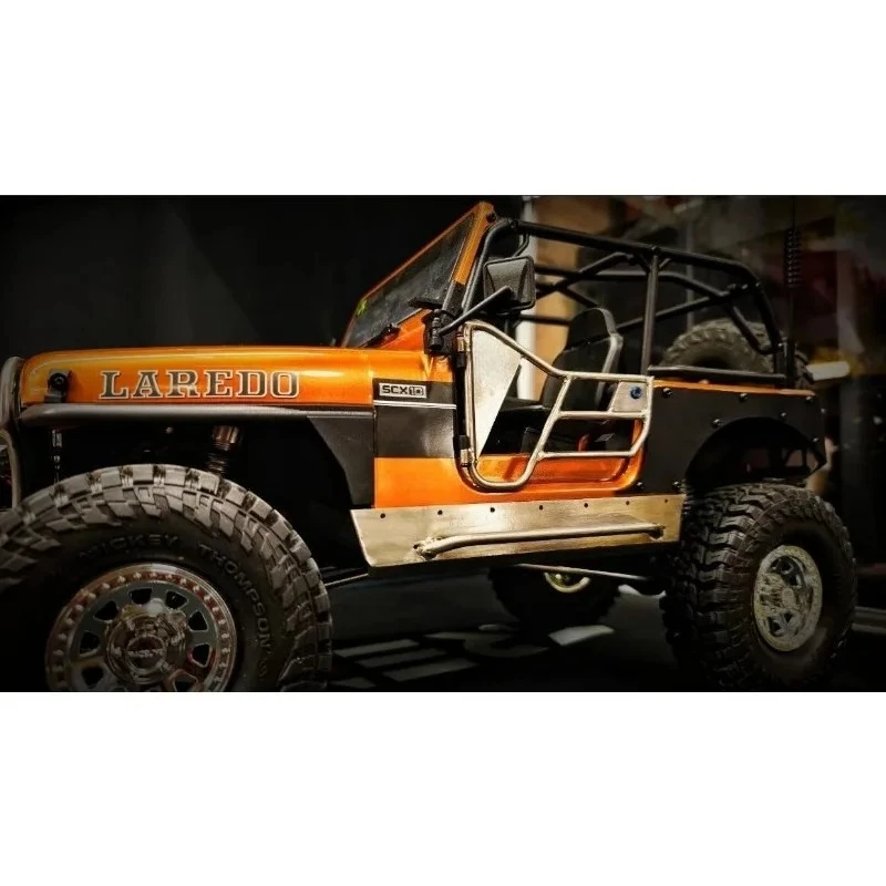 Titanium Alloy Front Rear Bumper Side Step Spare Tire Rack Door Panel Upgrade Set for 1:10 AXIAL SCX10 III Jeep CJ-7 RC Crawler