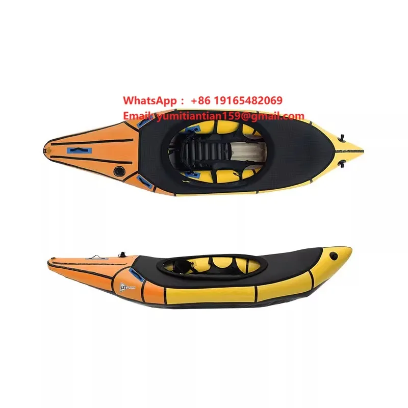 LSTMulan White Water Inflatable TPU Packraft Drifting Boat-Self Bailing Light Weight Eco-Friendly Durable & Stable 1 Person
