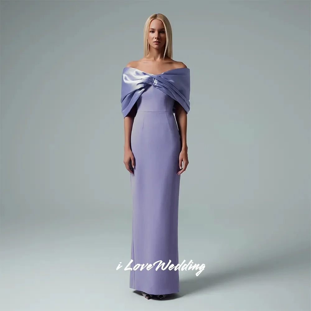 

Purple V-Neck Evening Dresses 2025 Off Shoulder Mermaid Floor-Length Elegant Prom Dress Pleated Wedding Party Dresses Customized