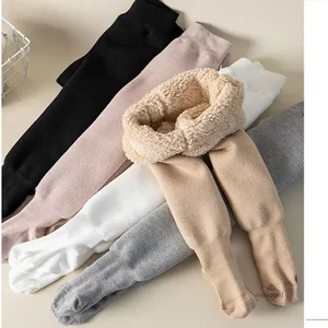 Calças justas super grossas de inverno quente para meninas, listra vertical, leggings de algodão para criança, bebê, cor pura, crianças 8 principais vendas meia calça termica menina - №3