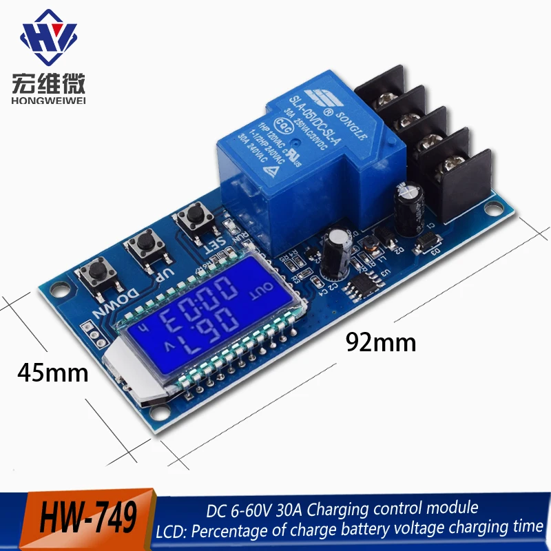 DC 6-60V 30A Lead-acid Solar Battery Charge Controller Protection Board Charger Time Switch 12V 24V 36V 48V Battery Capacity