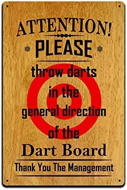 JP's Parcels Tin Sign Man Cave Décor - Metal Signs 12 x 8 in. Attention! Please Throw Darts in The General Direction of The sign