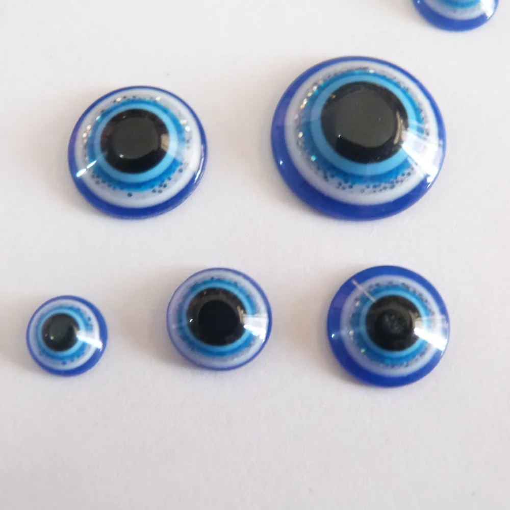 50 stks/partij 8/10/12/14/16mm glitter blauw platte ronde plastic speelgoed dier ogen voor diy pop accessoires-kleur size optie