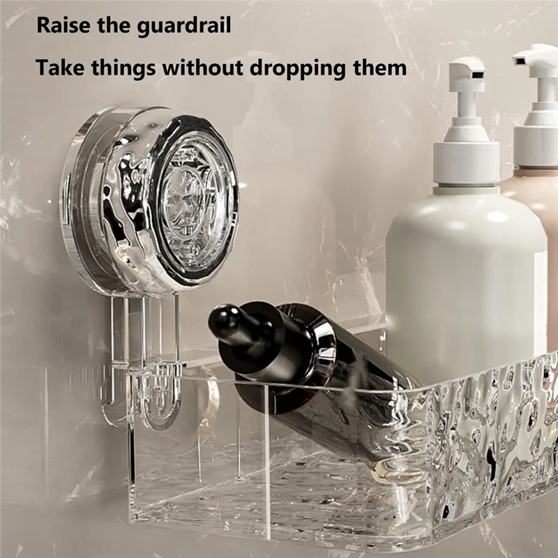 

ABKO-Large Capacity Drill-Free Wall-Mounted Shower Rack For Bathroom Suction Cup Storage Basket