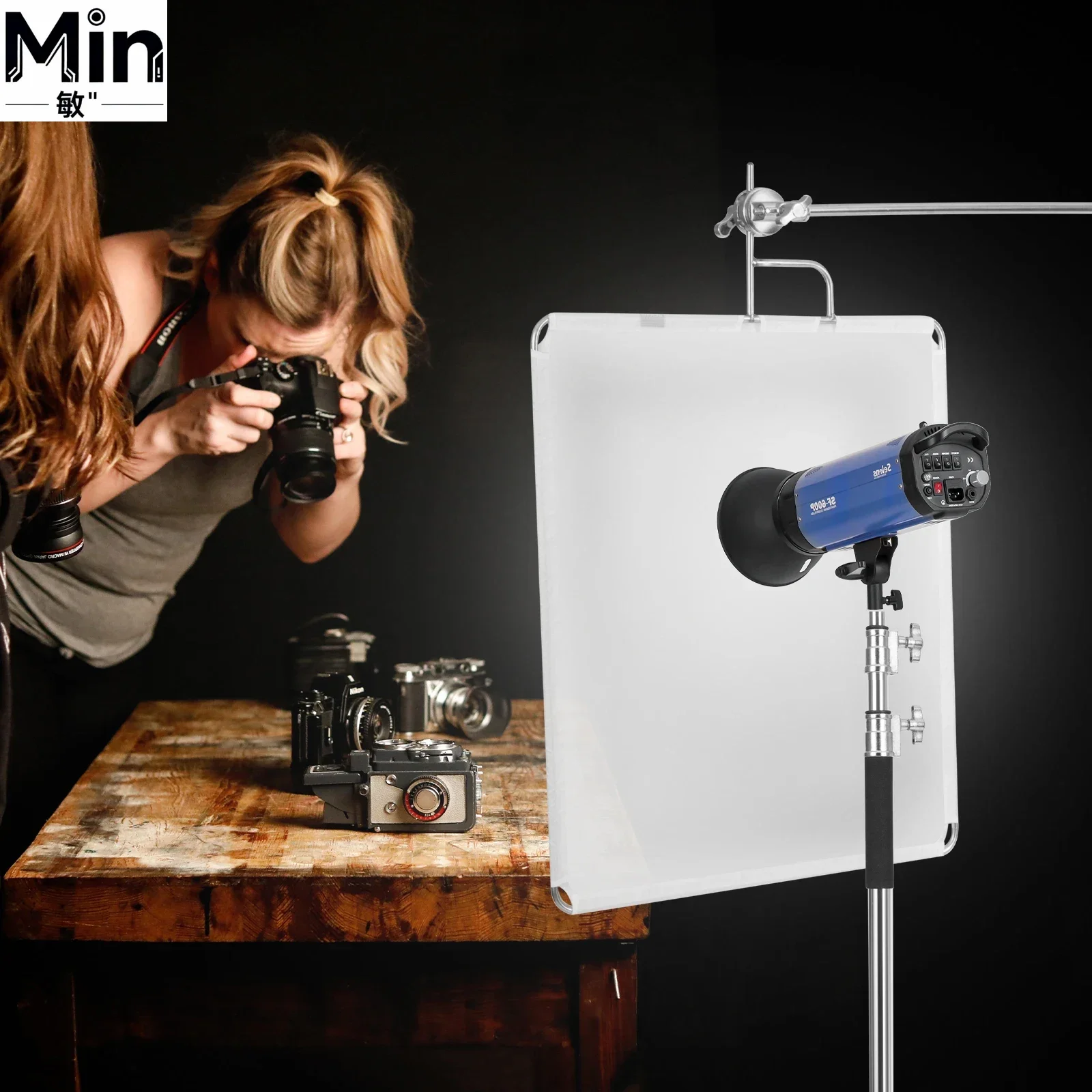 Heavy Load 20kg C Stand Photo Studio Light Stand C Type Stand with Extension Arm Grip Head Folding Legs