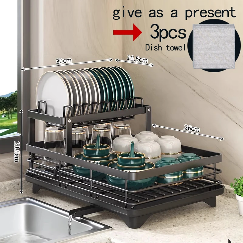 

Rack Dish Drying Rack Adjustable Kitchen Plates Organizer with Drainboard Over Sink Countertop Cutlery Storage Holde