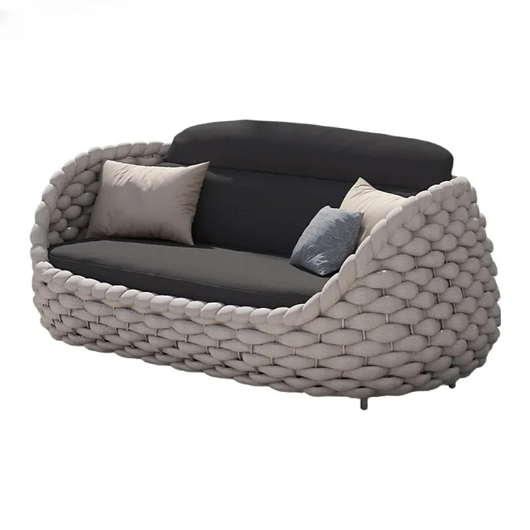 Garden furniture waterproof and sunproof modern outdoor rope sofa set