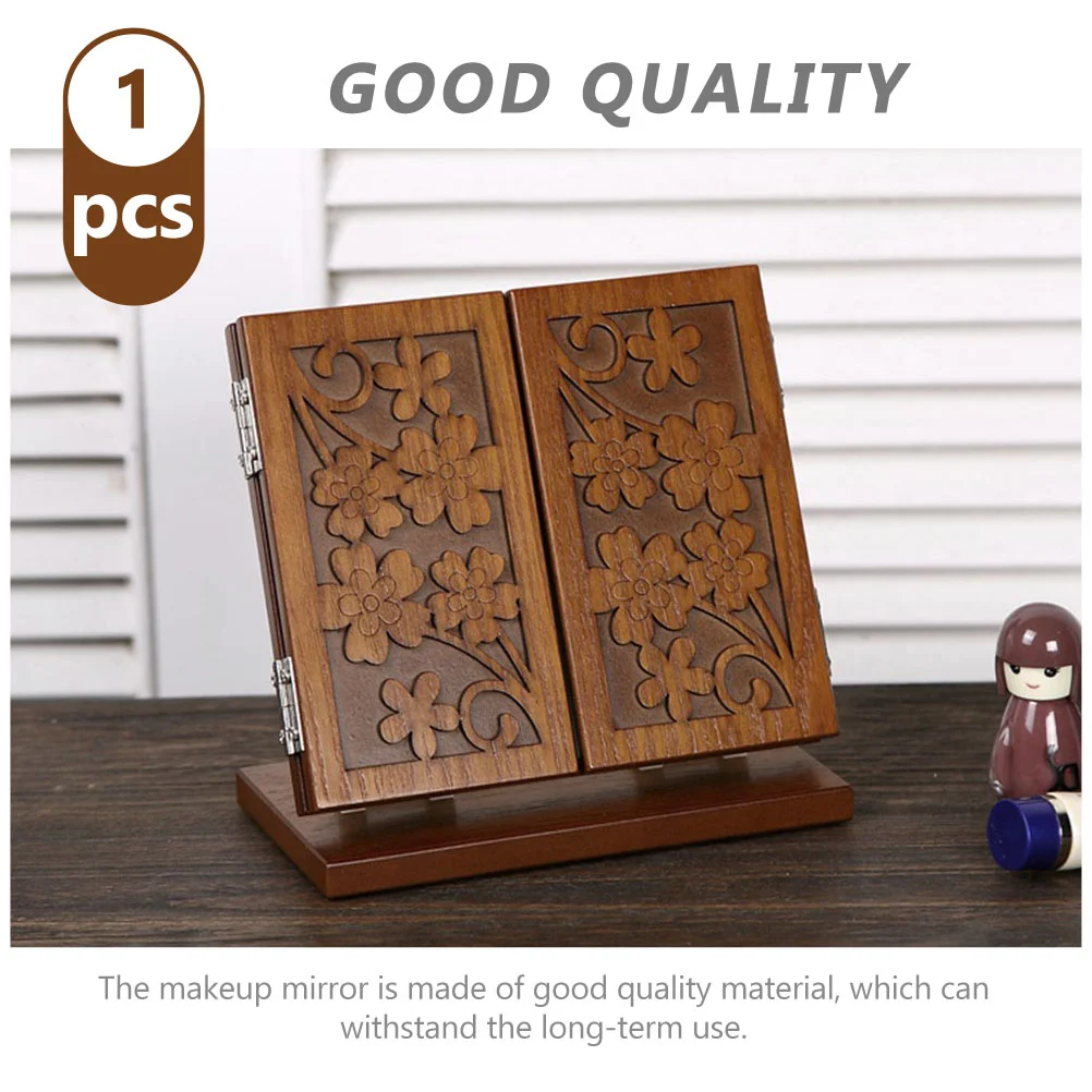 Collapsible Vanity Mirror Practical Makeup Home Use Desk for Fold Flexible Hinges Folding Three-sided Wood Good Quality