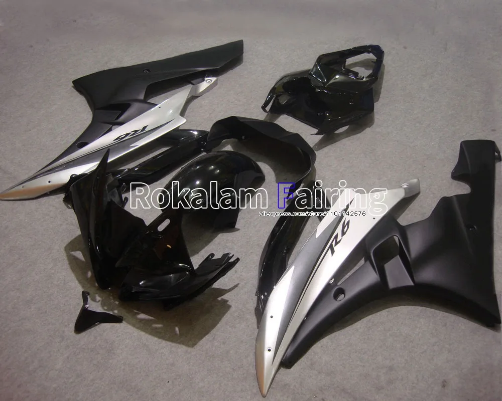 Black Silver Body Kit For Yamaha Fairing YZF R6 06 07 YZFR6 YZF-R6 2006 2007 Motorcycle Fairing (Injection molding)