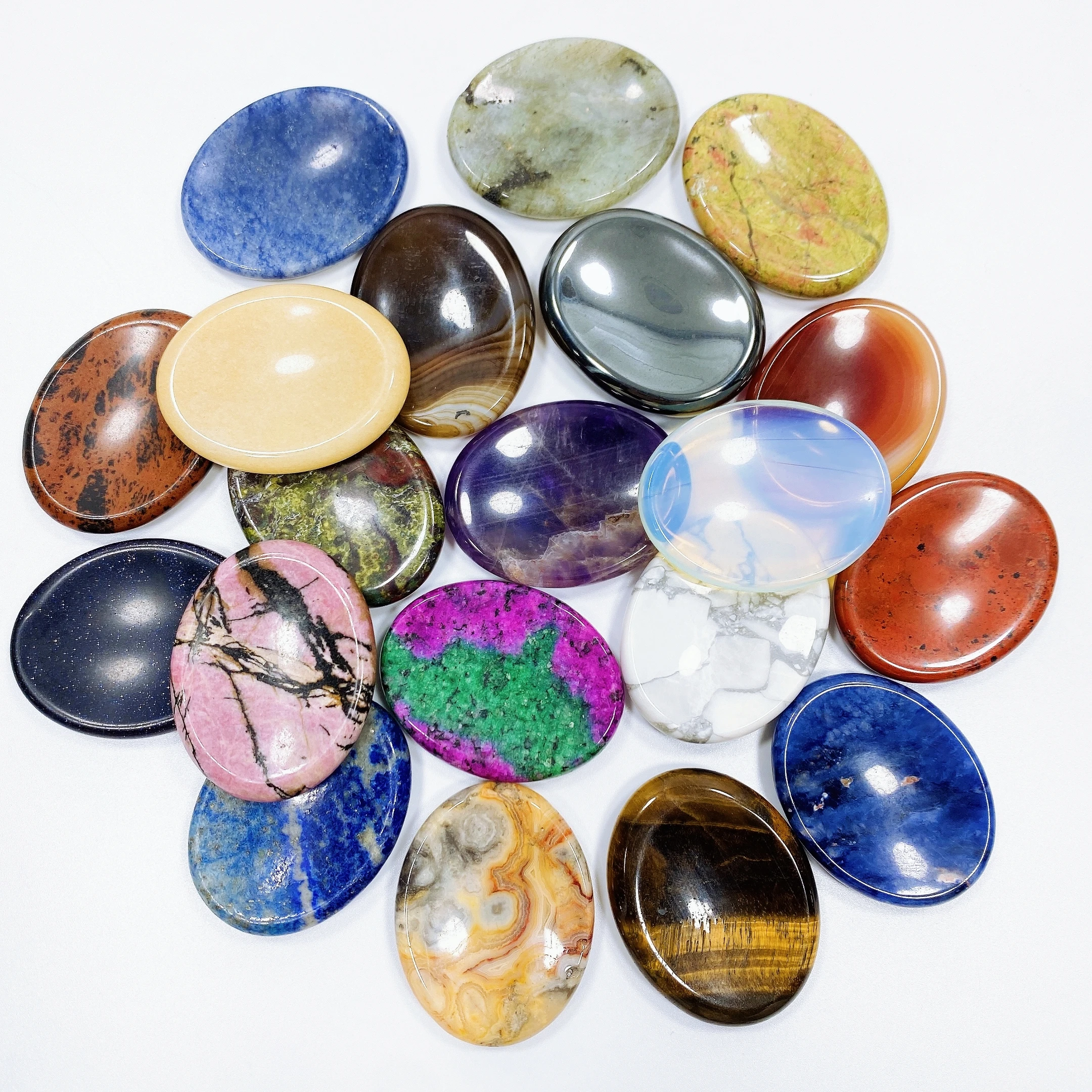 Natural Stone Thumb Worry Stone Crystal Quartz Oval Pocket Massage Palm Reiki Healing Therapy Meditation Spiritual Flake Gift view 4