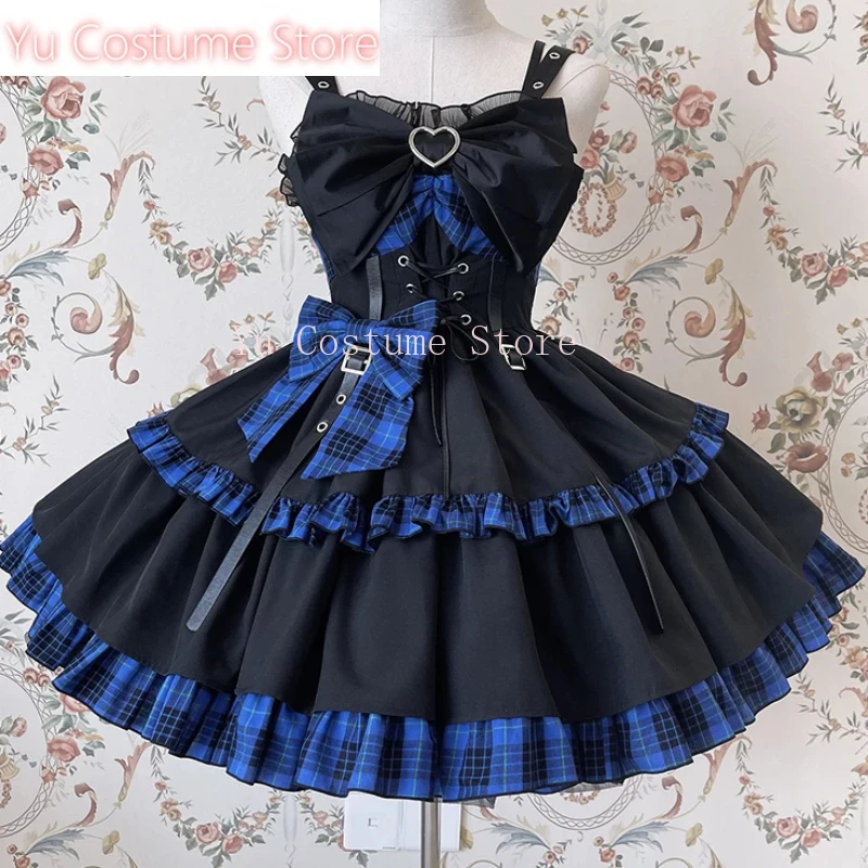 

Hot Girl ~ Lolita Dark Klein Blue Plaid Waist Slip Dress by Alice girl ~ Pre-order Yu Costume