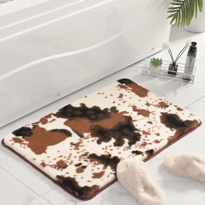 

Inyahome Black and White Cow Print Cute Bathroom Rugs Non Slip Soft Absorbent Bath Mat Floor Rug Carpets Indoor Floor Mats Decor