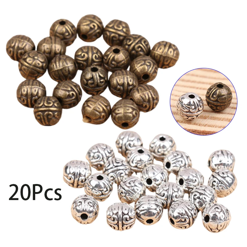 20 Teile/beutel Vintage Legierung Perlen Antike Metall Lose Spacer Perlen Für DIY Armband Halskette Handwerk Schmuck Machen Zubehör