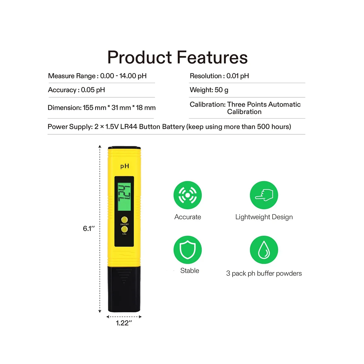 PH&TDS Meter Combo 0.05Ph High Accuracy PH Meter Pen and 3-in-1 TDS/EC/Thermometer for Hydroponics/Home Drinking Water