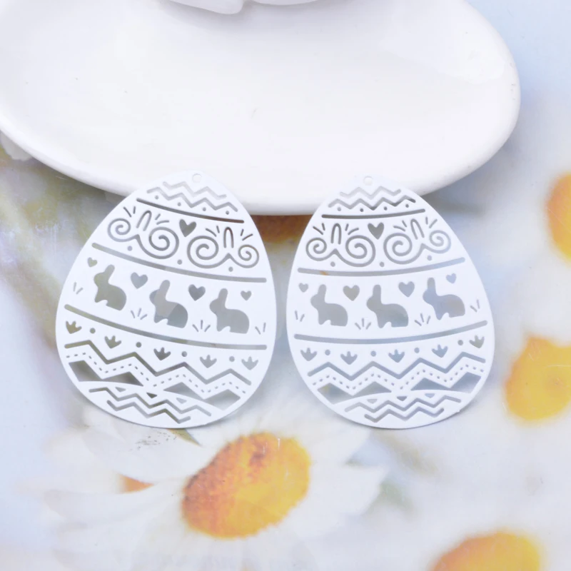 20 Stück AB7597 Messing Goldene Ovale Osterhase Liebesmuster Anhänger Bunte Charms DIY Schmuck Ohrringe Herstellung – Detail 9