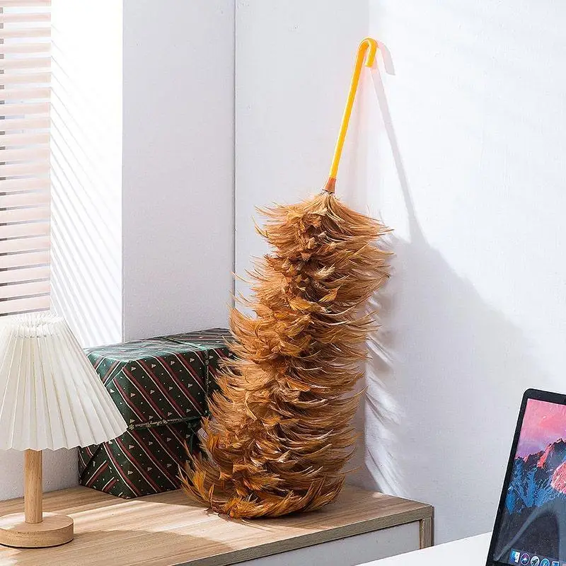 Natural Feather Duster Hanging Hook Soft Non Scratch Bristles For Home: Office Dust Cleaning