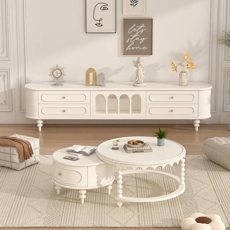 

Solid wood TV cabinet coffee table combination living room home high-end TV cabinet