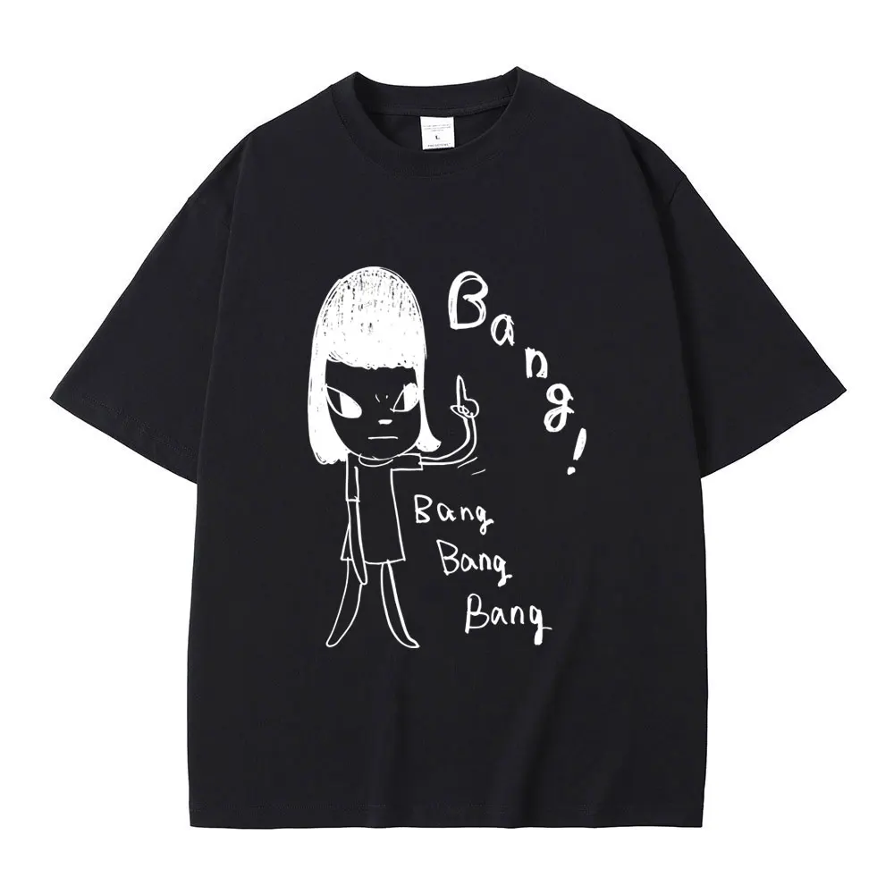 2026 Funny Yoshitomo Nara Bang T Shirts Men Women Casual Funny T-shirt Male Vintage Oversized Streetwewr Unisex Tshirt