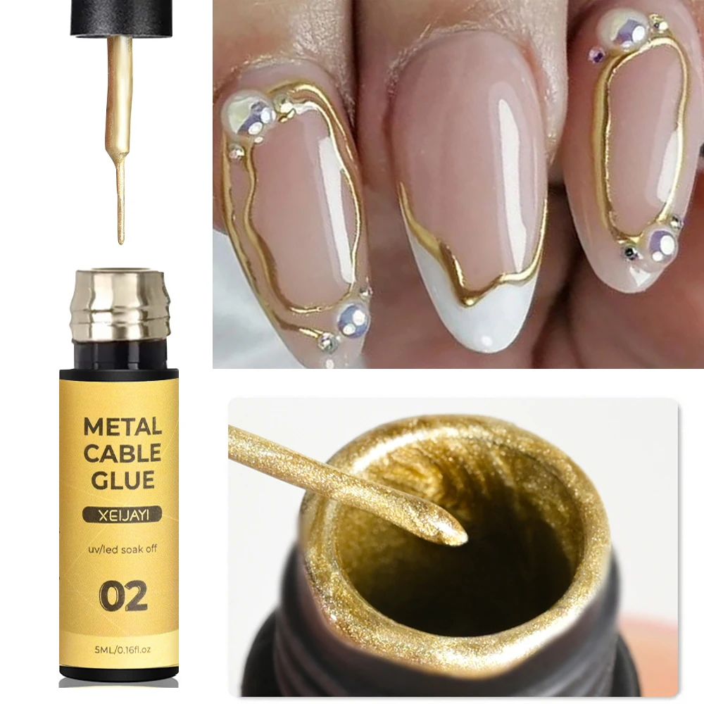 5ML Metallic Liner Painting Gel Nail Polish Super Bright Mirror Silver/Gold/Rose Gold French Drawing Nail Gel Manicure Varnish*&