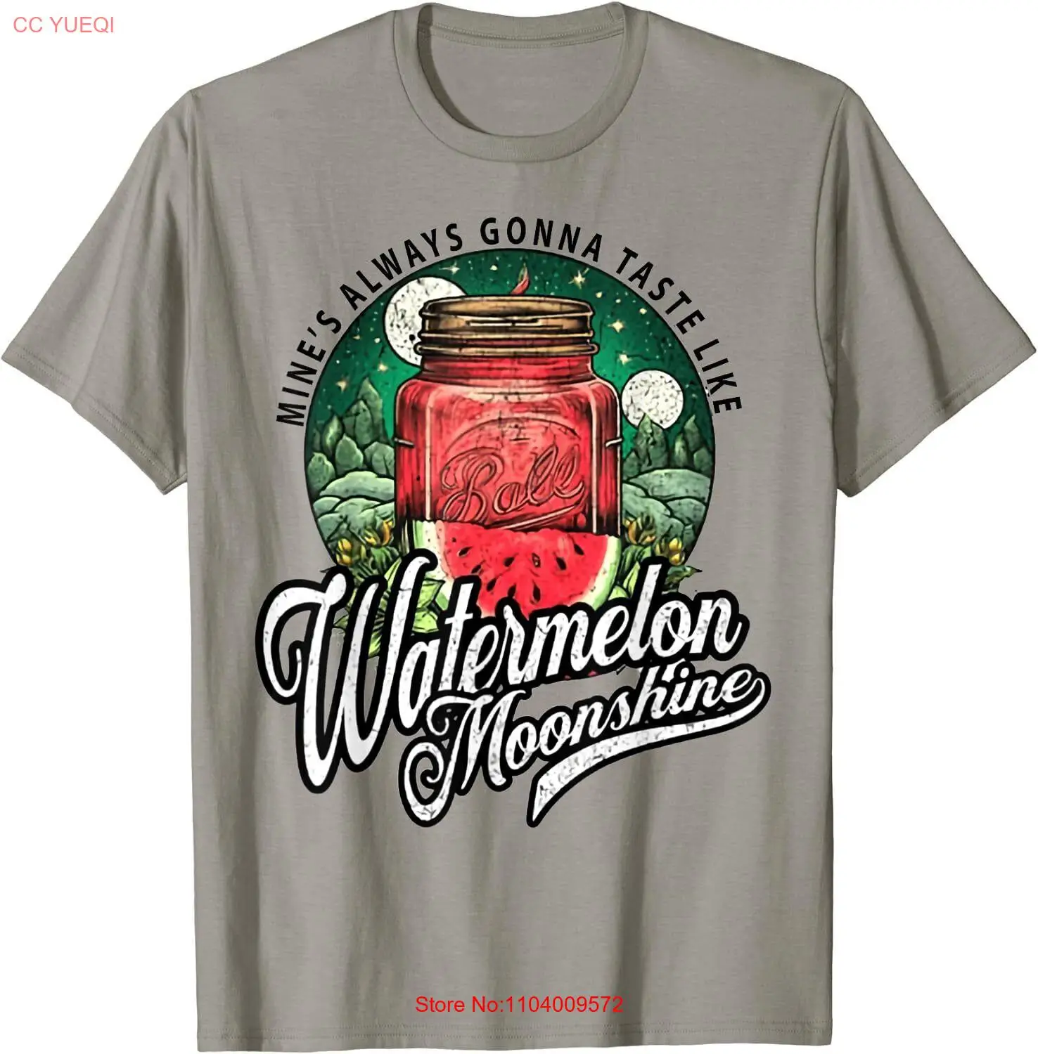 Watermelon Moonshine Retro Country Music Grey T-Shirt