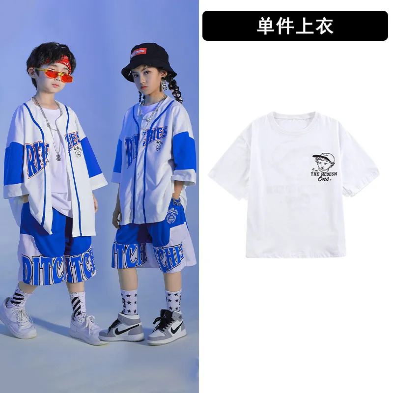 Kids Fashion Ballroom Hip Hop Costumes Jazz Street Dance Wear Dancewear for Girls Boys Dancing Clothes Loose T Shirt Shorts