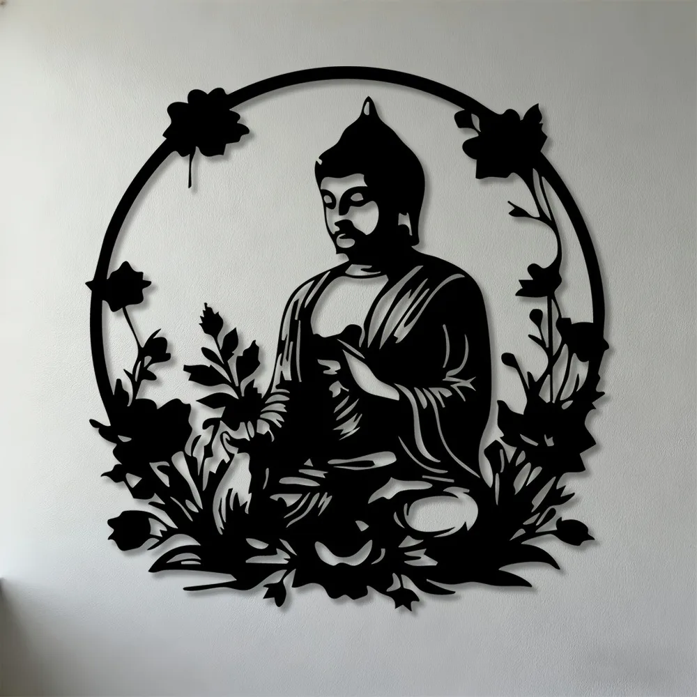 CIFBUY Metal Wall Art Lotus Iron Hanging Decor 2D Sculpture Zen For Meditation Living Room Bedroom Home Indoor Outdoor Accent