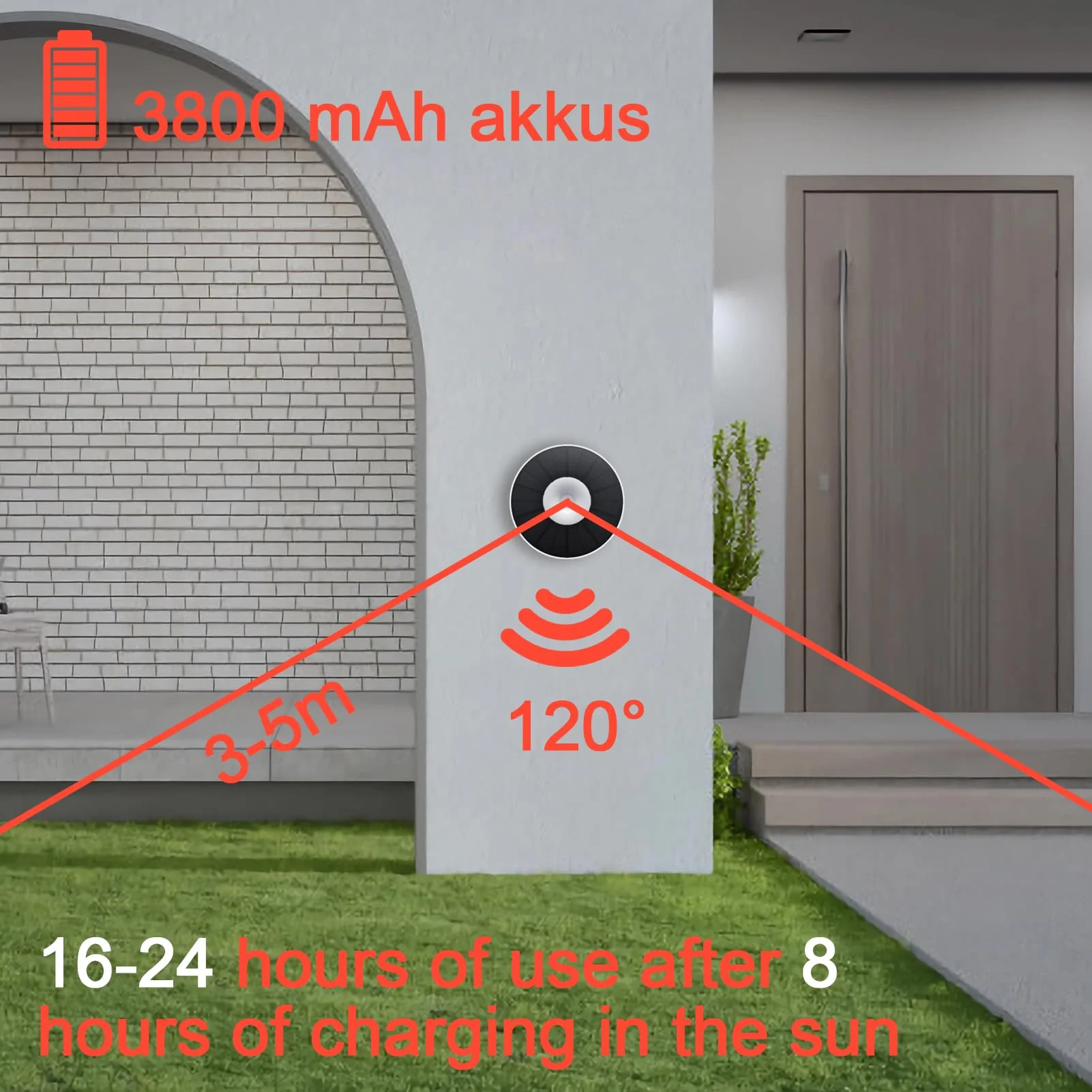 Luces solares de pared LED para exteriores con sensor de movimiento, IP68 impermeable 2 modos lámpara de pared solar 88 luces LED para jardín Patio