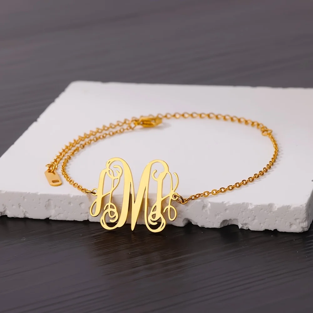 Personalized Interwoven Letter Name Anklets For Women Stainless Steel Handmade Custom Name Anklet Customized Jewelry Gifts