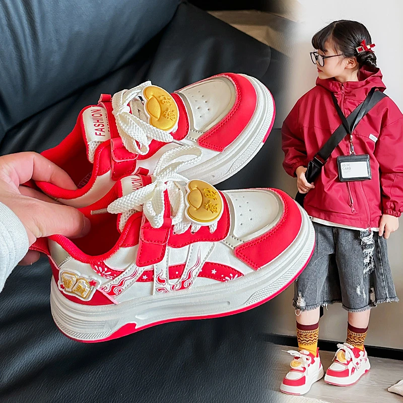 

Children's sports shoes 2026 spring and autumn new cartoon new Chinese style plimsolls children's leisure running shoes